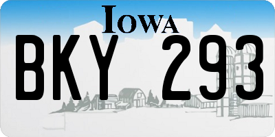 IA license plate BKY293