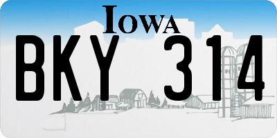 IA license plate BKY314