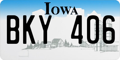 IA license plate BKY406