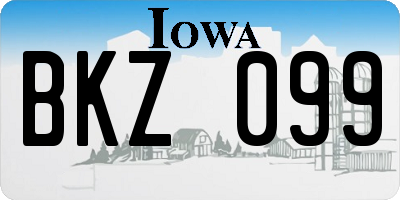 IA license plate BKZ099