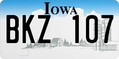 IA license plate BKZ107