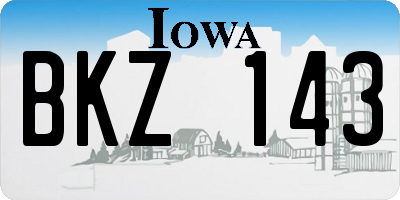 IA license plate BKZ143