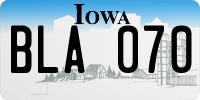 IA license plate BLA070