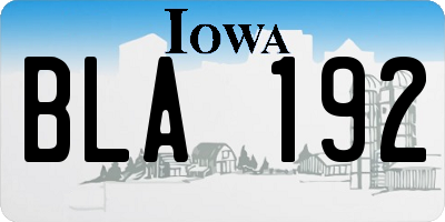 IA license plate BLA192