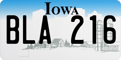 IA license plate BLA216