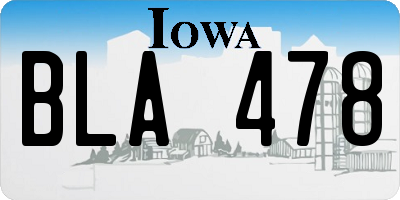 IA license plate BLA478
