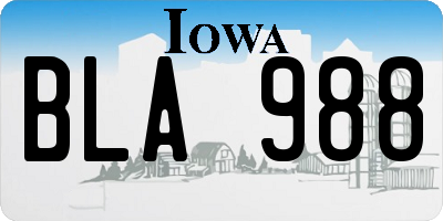 IA license plate BLA988