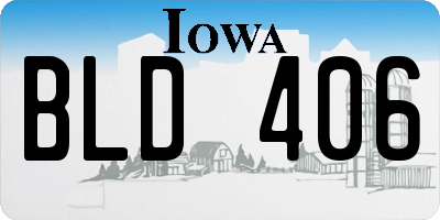 IA license plate BLD406