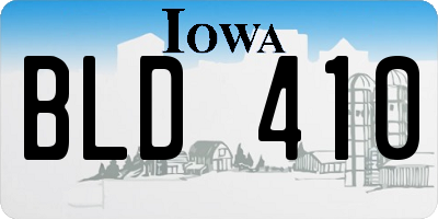IA license plate BLD410