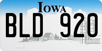 IA license plate BLD920