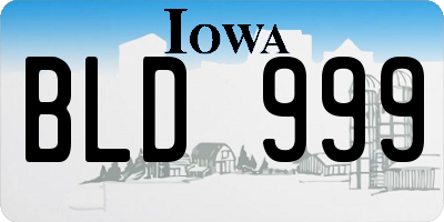 IA license plate BLD999