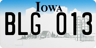 IA license plate BLG013