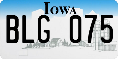 IA license plate BLG075