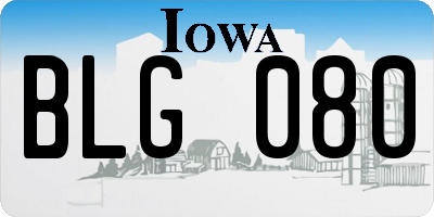 IA license plate BLG080