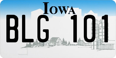 IA license plate BLG101