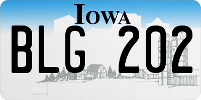 IA license plate BLG202