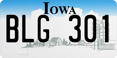 IA license plate BLG301