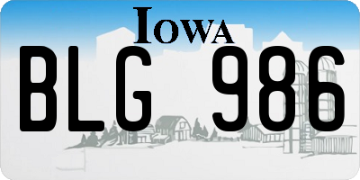 IA license plate BLG986