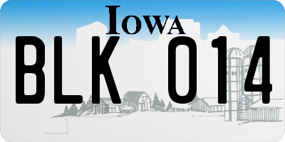 IA license plate BLK014