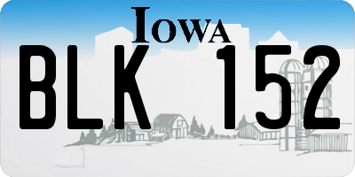 IA license plate BLK152