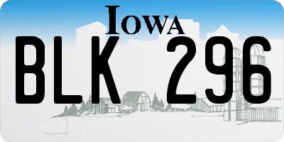 IA license plate BLK296