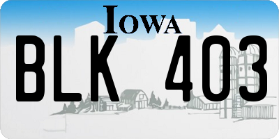 IA license plate BLK403