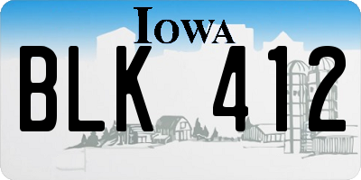 IA license plate BLK412