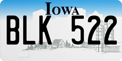 IA license plate BLK522
