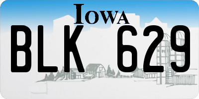 IA license plate BLK629