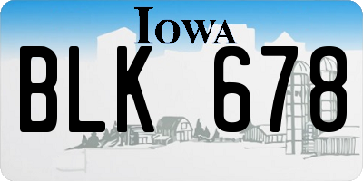 IA license plate BLK678