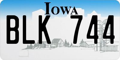 IA license plate BLK744