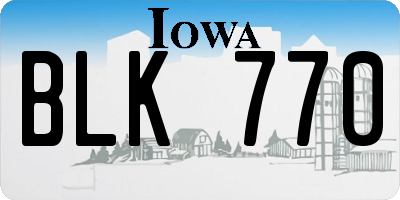 IA license plate BLK770