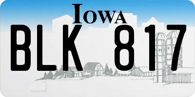 IA license plate BLK817