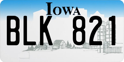 IA license plate BLK821
