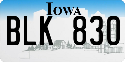 IA license plate BLK830