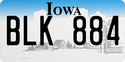 IA license plate BLK884