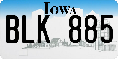 IA license plate BLK885