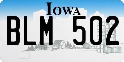 IA license plate BLM502