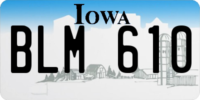 IA license plate BLM610