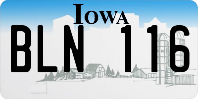 IA license plate BLN116