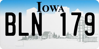 IA license plate BLN179