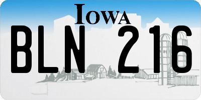IA license plate BLN216
