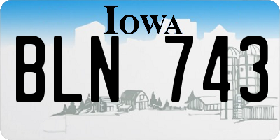 IA license plate BLN743