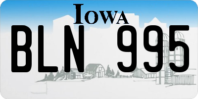 IA license plate BLN995