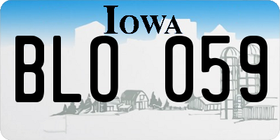 IA license plate BLO059