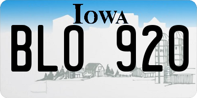 IA license plate BLO920