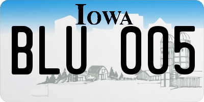 IA license plate BLU005