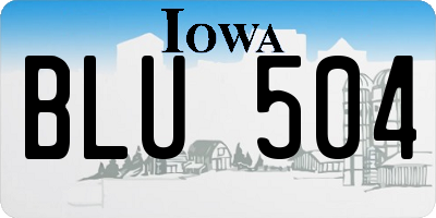 IA license plate BLU504
