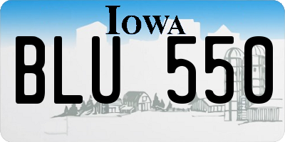 IA license plate BLU550