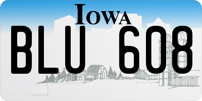 IA license plate BLU608